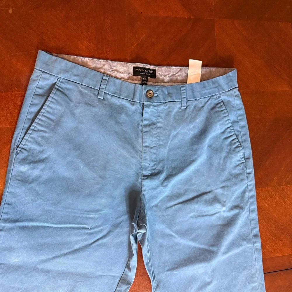 Banana Republic Mason Chino Pants Mens 36x34 Light Blue Stretch Cotton Casual